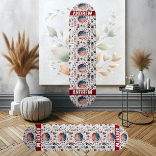 Stars Streifen American Flag Red Blue White Muster Skateboard
