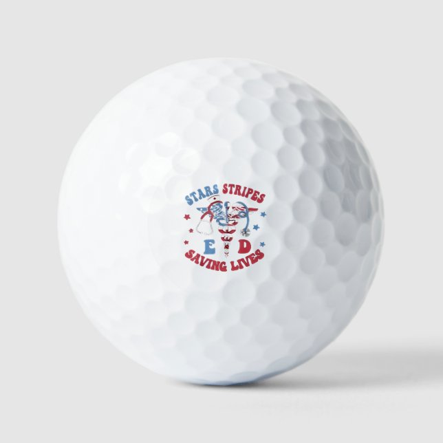 Stars Streifen E D Rettend Leben Golfball (Vorderseite)