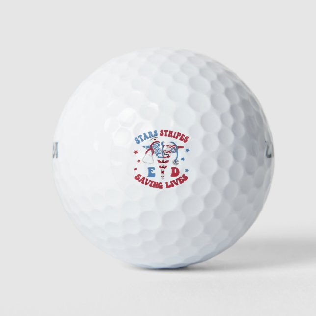 Stars Streifen E D Rettend Leben Golfball (Vorderseite)