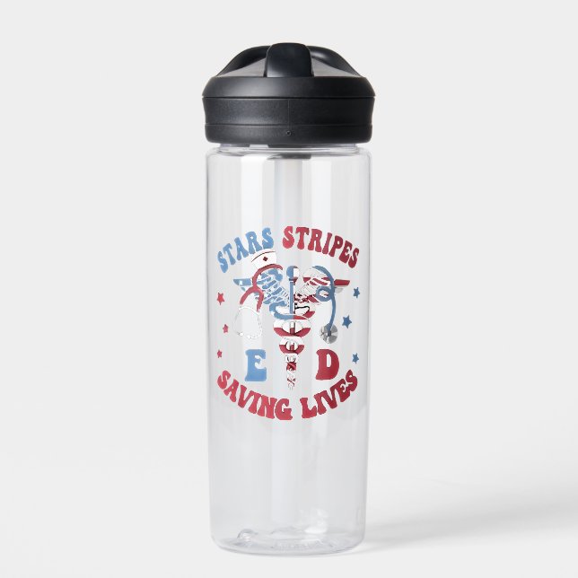 Stars Streifen E D Rettend Leben Trinkflasche (Vorderseite)