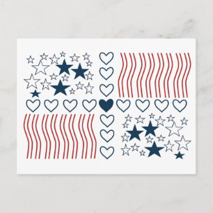 Stars Streifen Herz Postkarte
