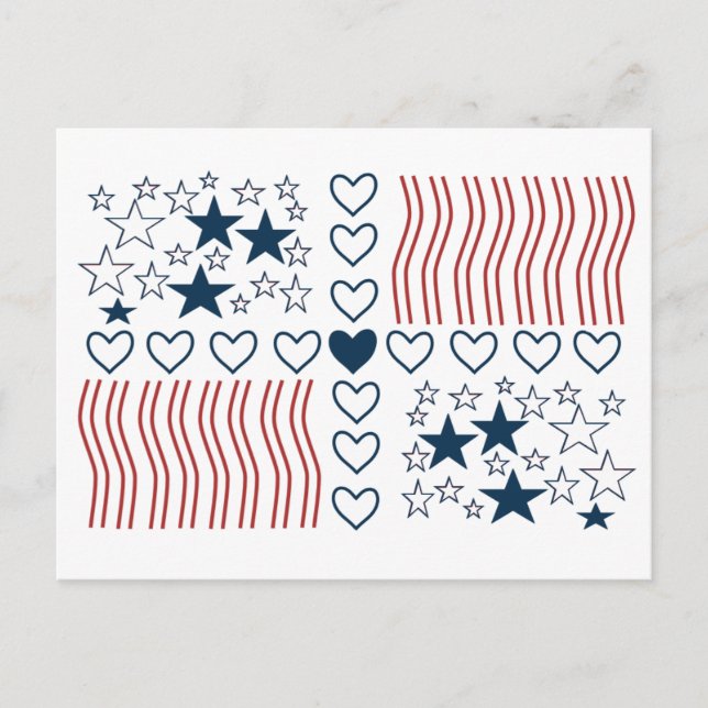 Stars Streifen Herz Postkarte (Vorderseite)