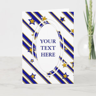 Stars & Streifen Muster Gold blau + Ihre Ideen Feiertagskarte