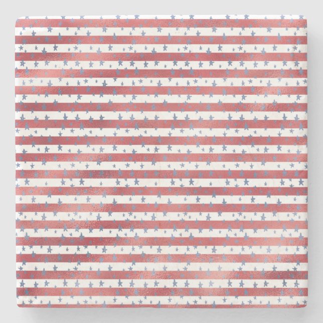 Stars Streifen Red White Blue Steinuntersetzer (Vorderseite)
