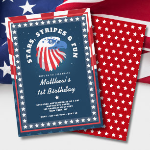Stars Streifen & Spaß ganz Amerika 1. Geburtstag Einladung