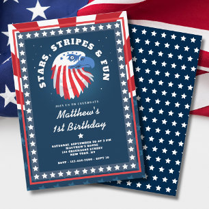 Stars Streifen & Spaß ganz Amerika 1. Geburtstag Einladung