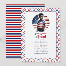 Stars, Streifen und Fun Patriotic Boy Geburtstagsp