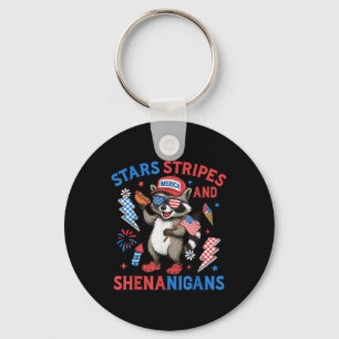 Stars Streifen und Shenanigans Usa Funny Raccoon 4 Schlüsselanhänger