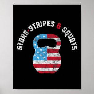 Stars Streifen und Squad Workout Gym Usa Flag 4. Poster