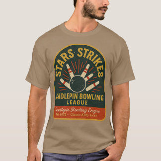 Stars & Strikes Vintage Kerzenkegel Bowling T-Shirt