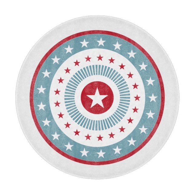 Stars & Stripes 4. Juli Glasschneidplatte Schneidebrett (Vorderseite)