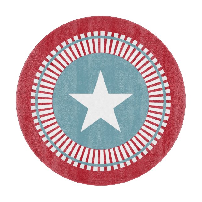 Stars & Stripes 4. Juli Glasschneidplatte Schneidebrett (Vorderseite)