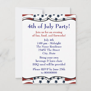 Stars Stripes 4. Juli GRILLEN Party Einladung