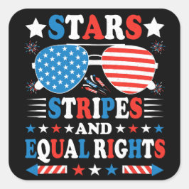 Stars Stripes and Equal Rights Shirt Quadratischer Aufkleber