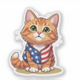 Stars & Stripes Cat - Patriotic am 4. Juli Aufkleber