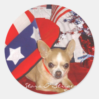 Stars & Stripes Chihuahua Button Runder Aufkleber