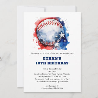 Stars Stripes Kinder Baseball Geburtstag Einladung