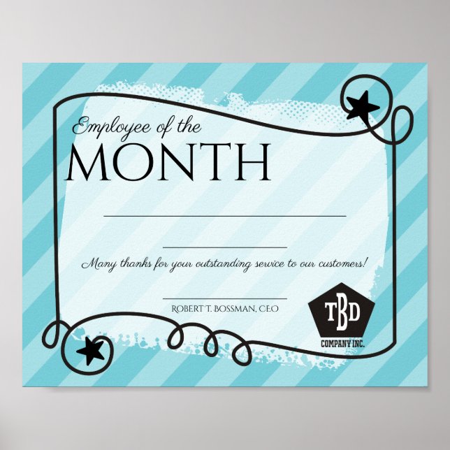 Stars Stripes Mitarbeiter des Monatszertifikats Poster (Vorne)