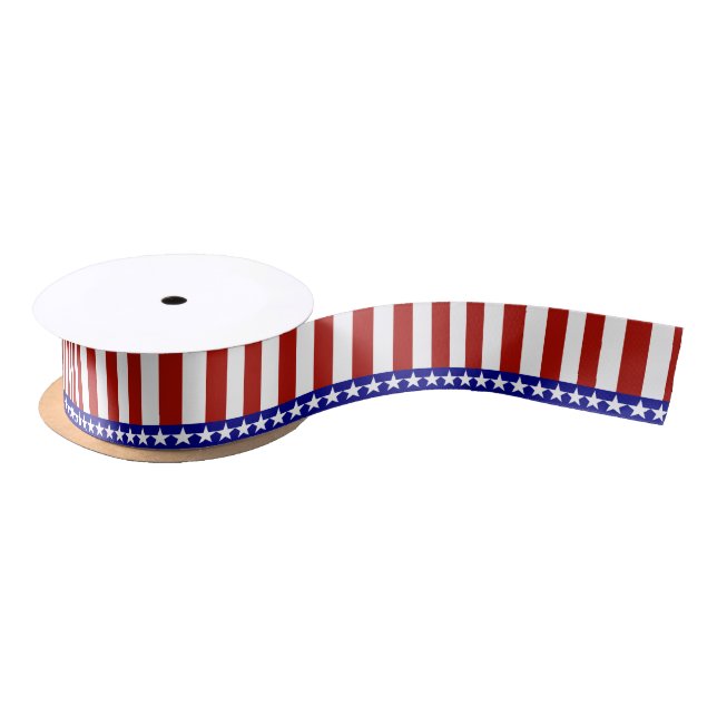 Stars & Stripes of Red White and Blue Satinband (Spule)