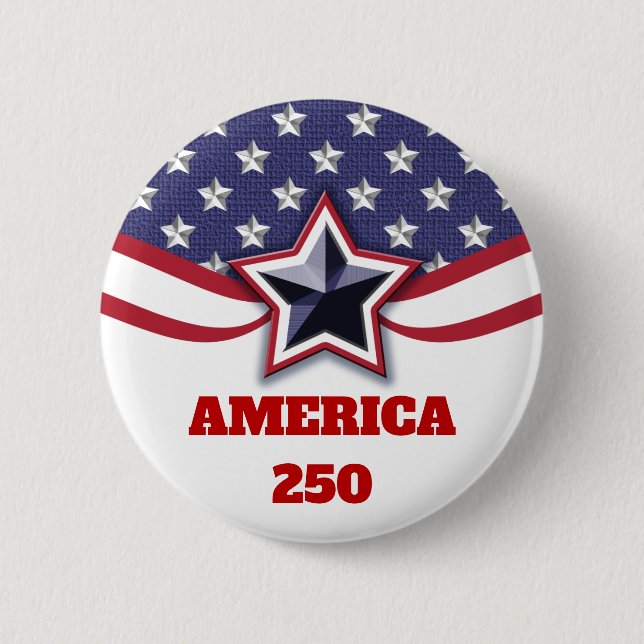 Stars Stripes Patriotic America 250 Design Button (Vorderseite)