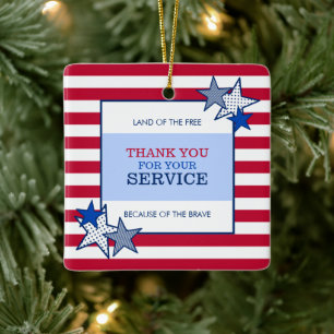 Stars Stripes Patriotic Veteran Service Vielen Dan Keramikornament