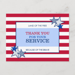 Stars Stripes Patriotic Veteran Service Vielen Dan Postkarte