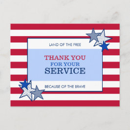 Stars Stripes Patriotic Veteran Service Vielen Dan Postkarte