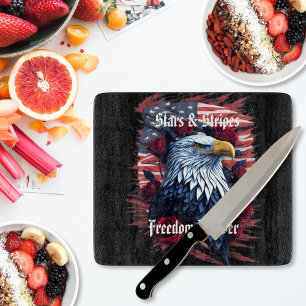 Stars & Stripes USA Flag Bald Eagle & Rose Schneidebrett