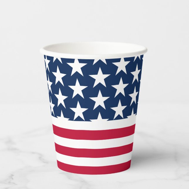 Stars Stripes USA Flaggen Papier Cup Pappbecher (Vorderseite)