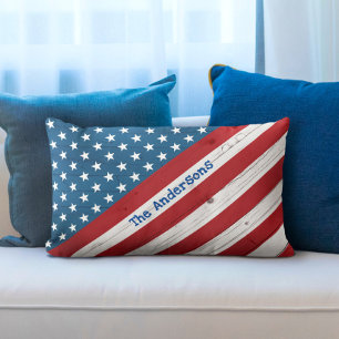 Stars Stripes USA Rustikaler amerikanischer Indivi Lendenkissen