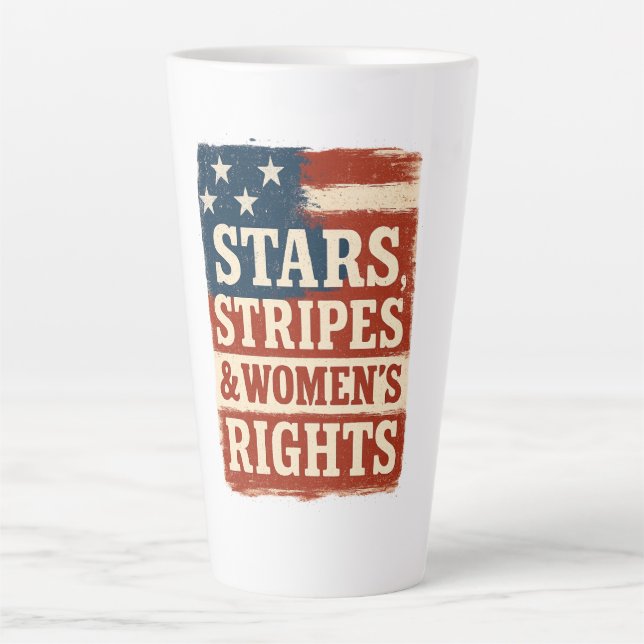 Stars, Stripes & Women’s Rights Distressed Flag Milchtasse (Vorderseite)