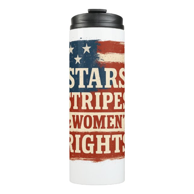 Stars, Stripes & Women’s Rights Distressed Flag Thermosbecher (Vorderseite)