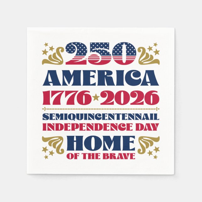 Stars Striptes Amerikas 250-jähriges Jubiläum Serviette (Vorderseite)