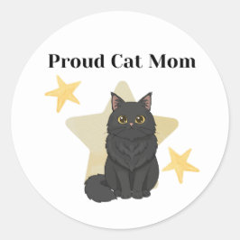 Stars themed Proud Cat Mom Runder Aufkleber