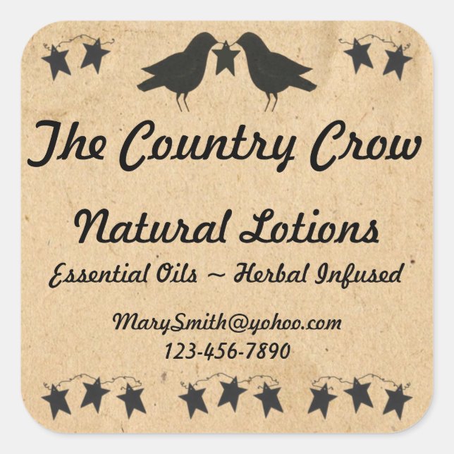 Stars und Krähen nach Maß Quadratischer Aufkleber (Vorderseite)