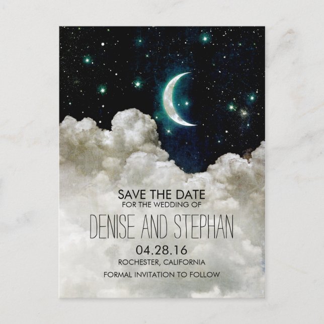Stars und Moon Save the Date Postkarten (Vorderseite)