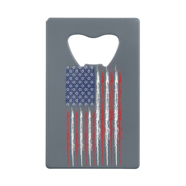 Stars-und-Streifen-gestört für Dunkel-2- Geldbeutel Flaschenöffner (Rückseite)