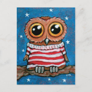 Stars und Streifen Mit Augen Schale Bird Art Pos Postkarte