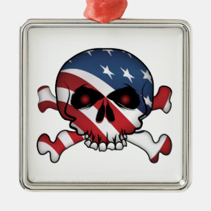 Stars und Streifen Skull Ornament Aus Metall