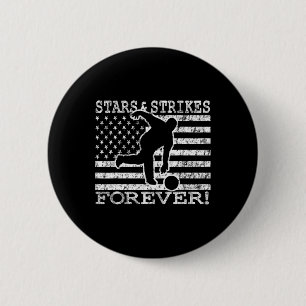Stars und Strikes für immer Bowling American Flag Button