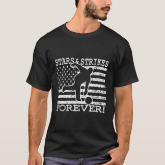 Stars und Strikes für immer Bowling American Flag T-Shirt