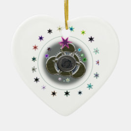 Stars White Heart Keramik Ornament