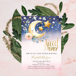 Stars Wolken Moon Blume Babydusche Einladung