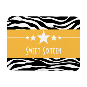Stars Zebra Print Sweet 16 Magnet, gelb Magnet