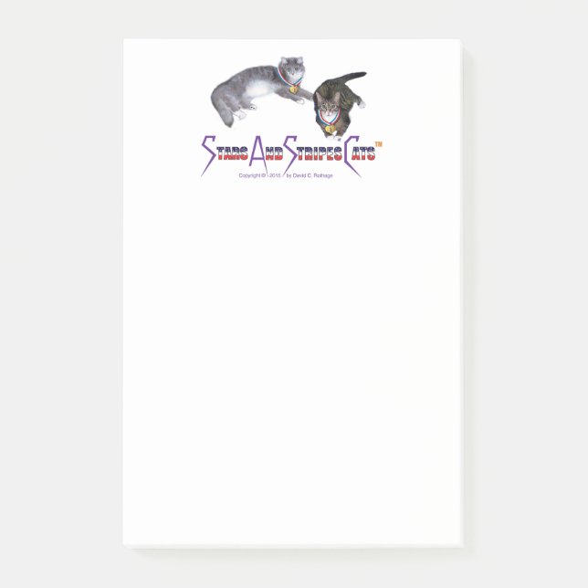 StarsAndStripesCats Anmerkungen, 4 x 6 Post-it Klebezettel (Vorderseite)