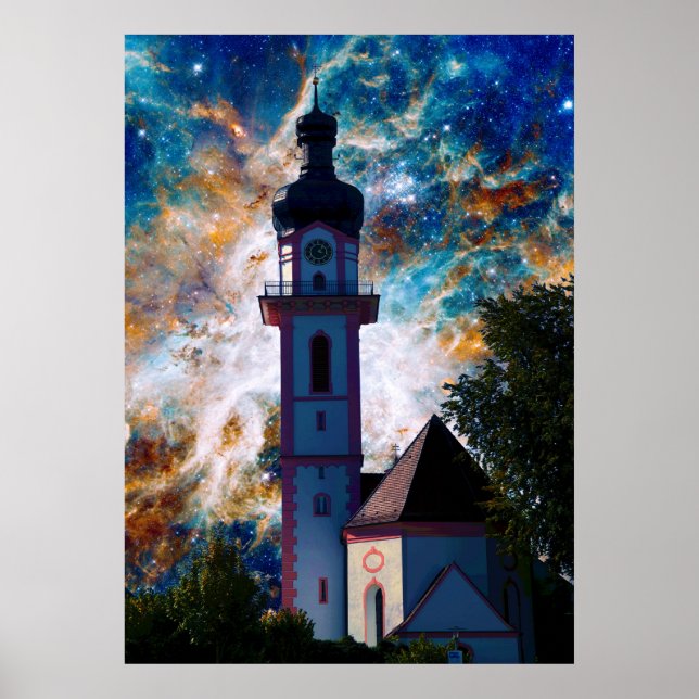 Starscape - Nebel und Tower Poster (Vorne)