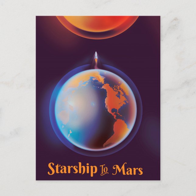 Starship in Mars Postkarte (Vorderseite)