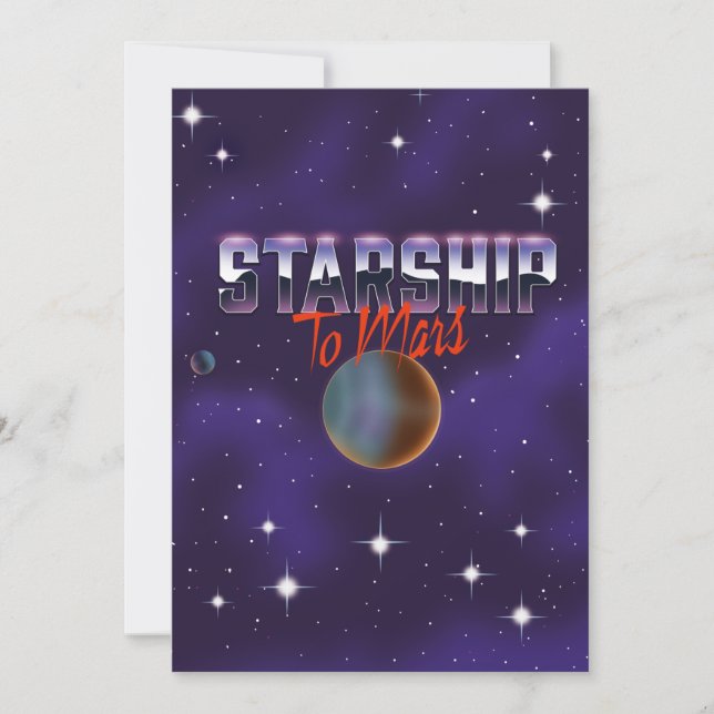 Starship to Mars Magnet Einladung (Vorderseite)