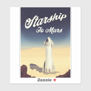 Starship to Mars Vintage Raumfahrt. Aufkleber