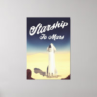 Starship to Mars Vintage Style Space Reise.